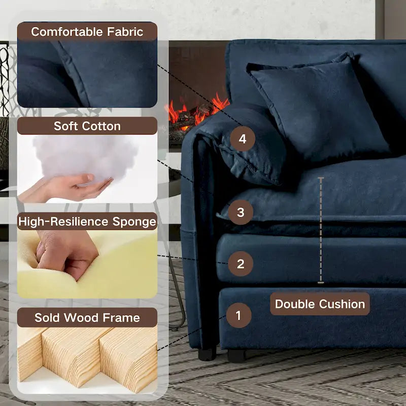 109.45 Canapé sectionnel modulable en L rembourré en chenille avec coussins double épaisseur, combinaison DIY