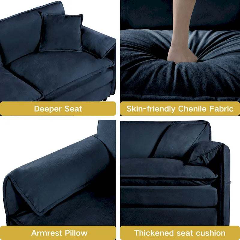 109.45 Canapé sectionnel modulable en L rembourré en chenille avec coussins double épaisseur, combinaison DIY