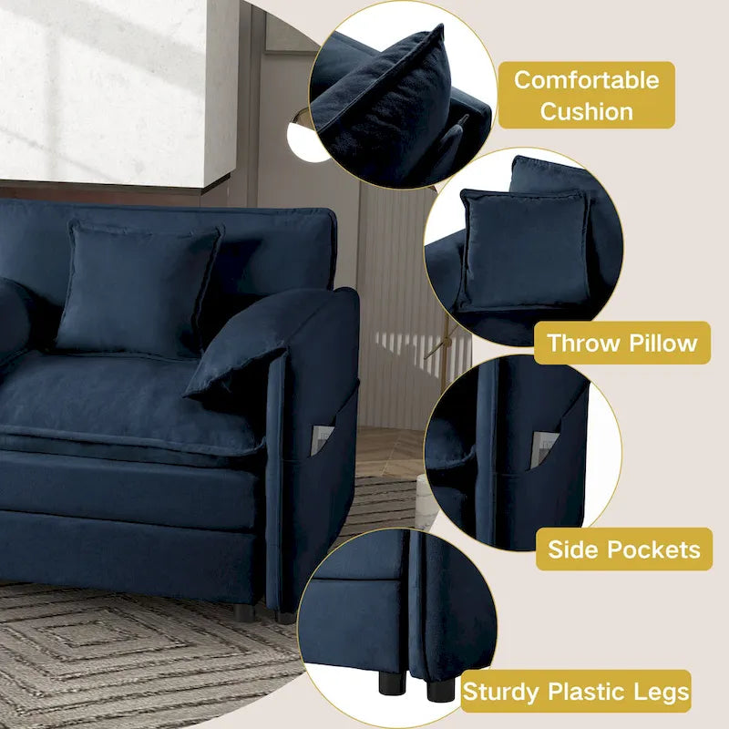109.45 Canapé sectionnel modulable en L rembourré en chenille avec coussins double épaisseur, combinaison DIY