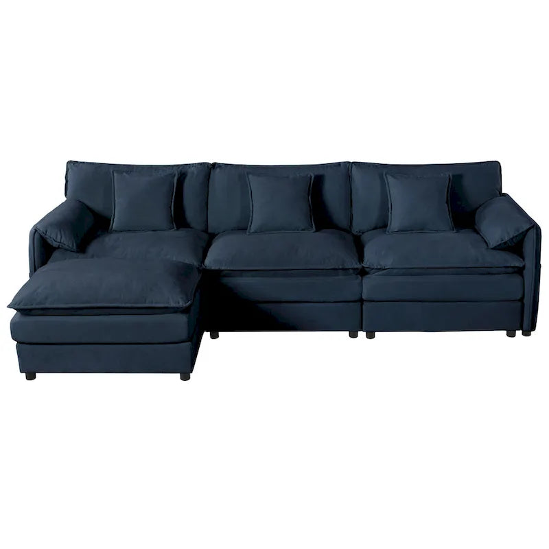 109.45 Canapé sectionnel modulable en L rembourré en chenille avec coussins double épaisseur, combinaison DIY