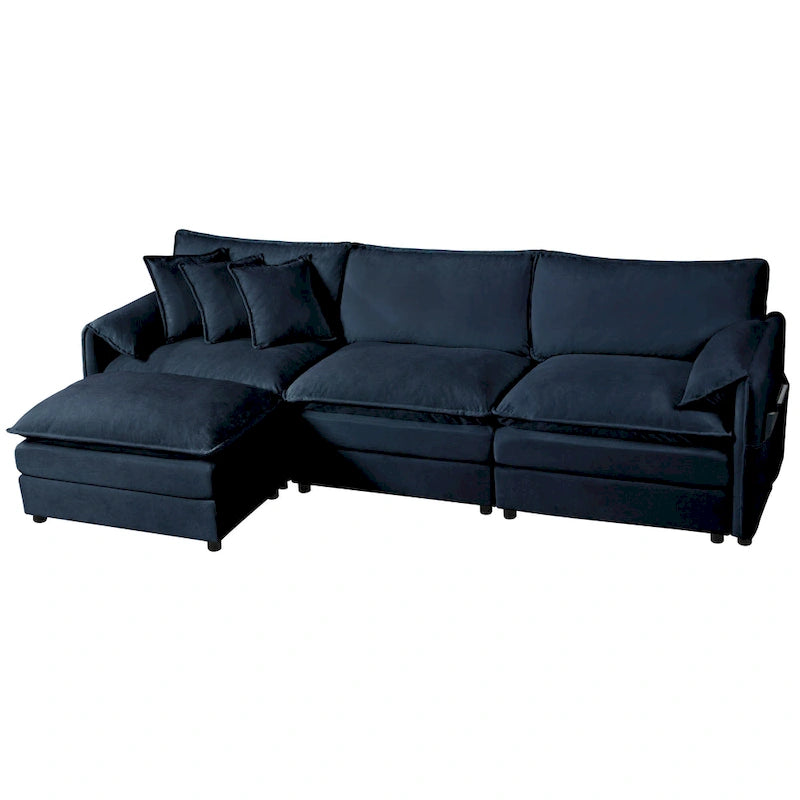 109.45 Canapé sectionnel modulable en L rembourré en chenille avec coussins double épaisseur, combinaison DIY
