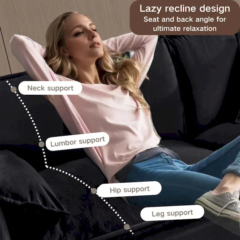 109.45 Canapé sectionnel modulable en L rembourré en chenille avec coussins double épaisseur, combinaison DIY