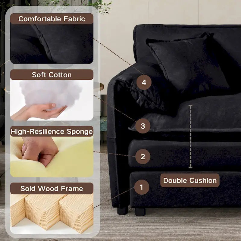 109.45 Canapé sectionnel modulable en L rembourré en chenille avec coussins double épaisseur, combinaison DIY