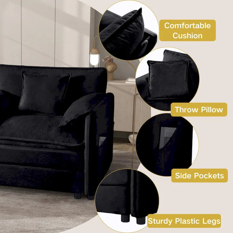 109.45 Canapé sectionnel modulable en L rembourré en chenille avec coussins double épaisseur, combinaison DIY