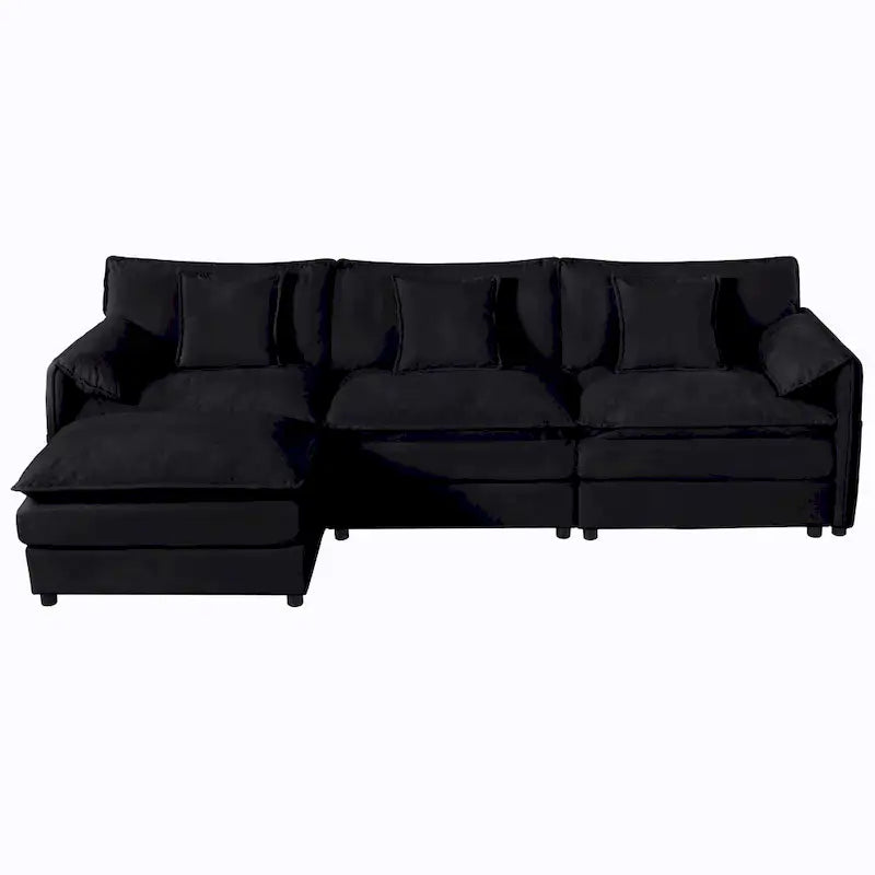 109.45 Canapé sectionnel modulable en L rembourré en chenille avec coussins double épaisseur, combinaison DIY