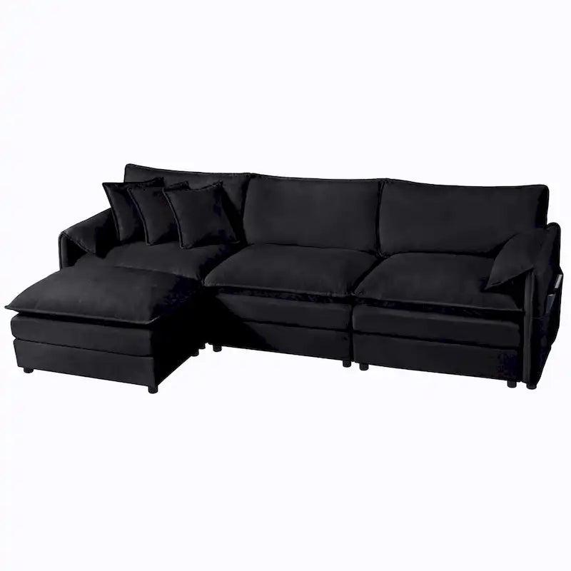109.45 Canapé sectionnel modulable en L rembourré en chenille avec coussins double épaisseur, combinaison DIY