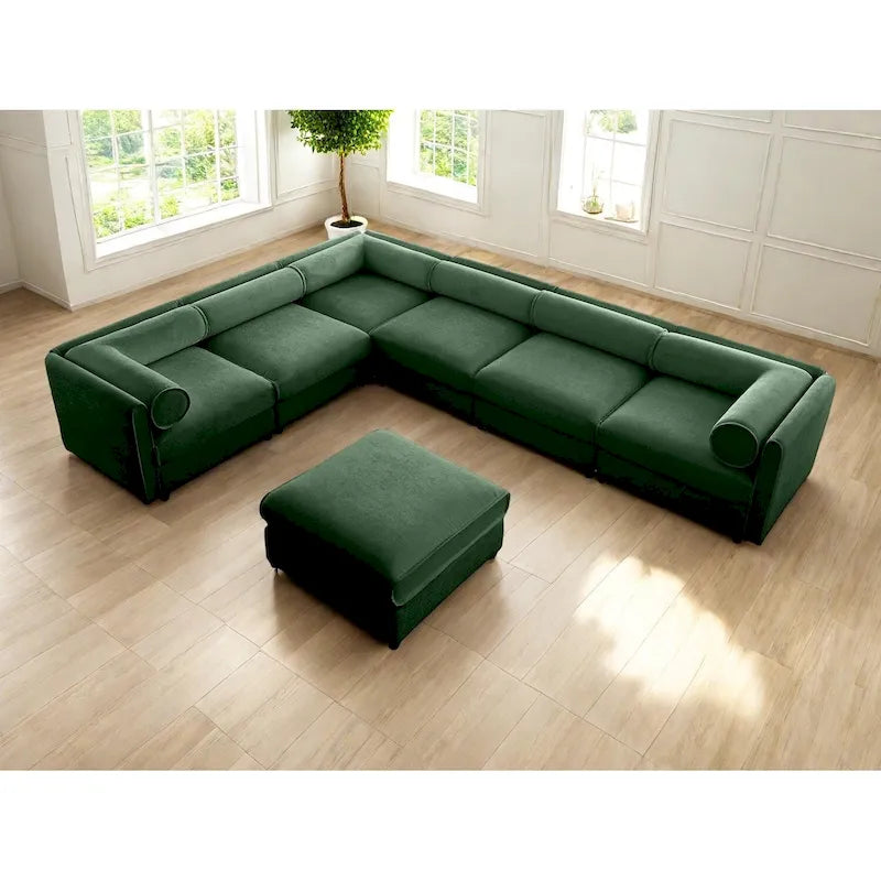 Canapé d'angle modulable 7 places surdimensionné en chenille avec rangement sous l'assise, combinaison DIY