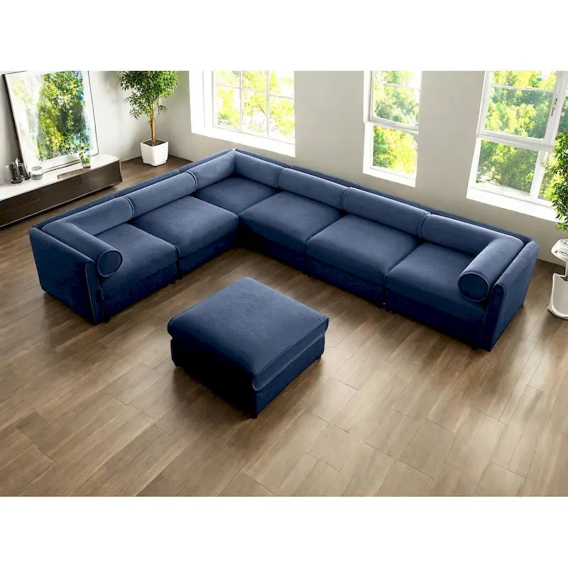 Canapé d'angle modulable 7 places surdimensionné en chenille avec rangement sous l'assise, combinaison DIY