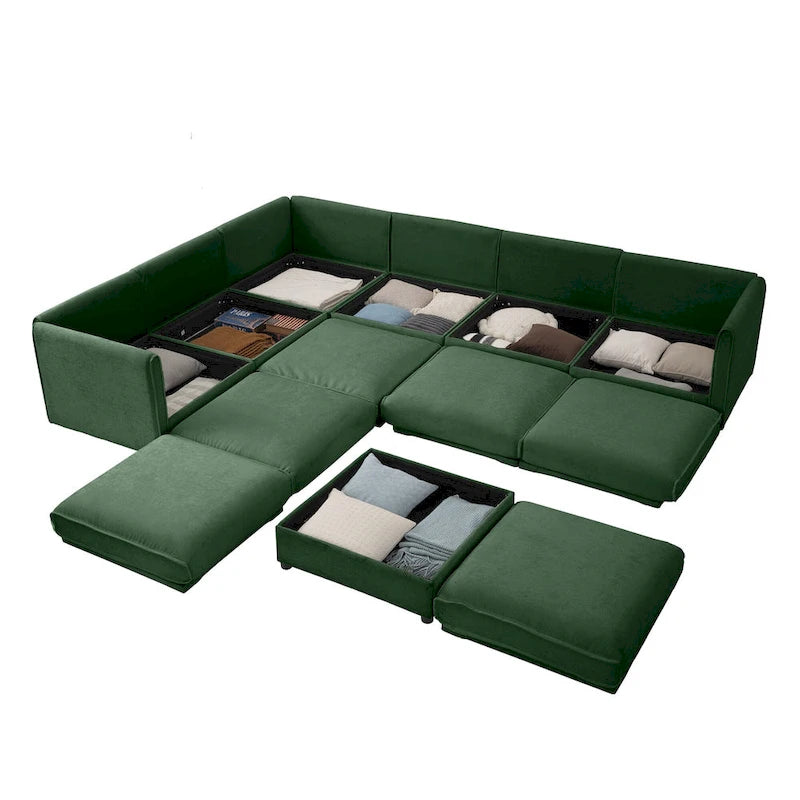 Canapé d'angle modulable 7 places surdimensionné en chenille avec rangement sous l'assise, combinaison DIY