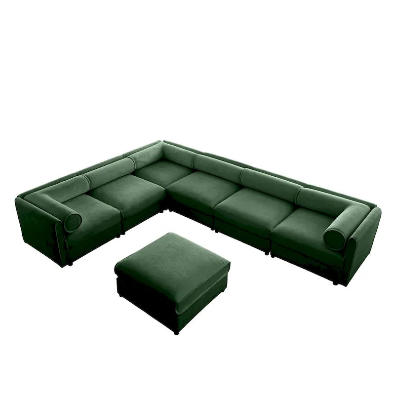 Canapé d'angle modulable 7 places surdimensionné en chenille avec rangement sous l'assise, combinaison DIY