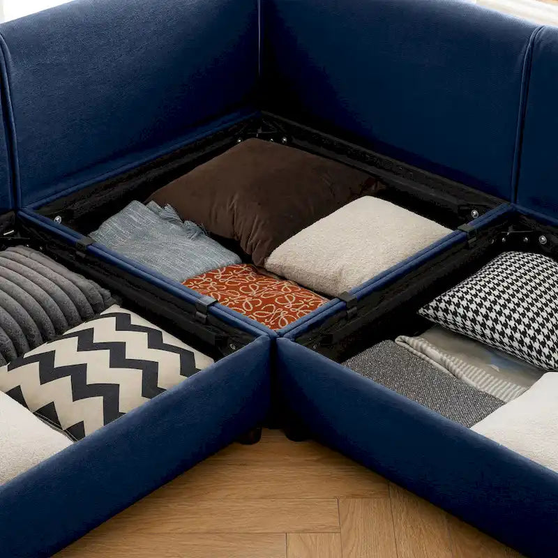 Canapé d'angle modulable 7 places surdimensionné en chenille avec rangement sous l'assise, combinaison DIY
