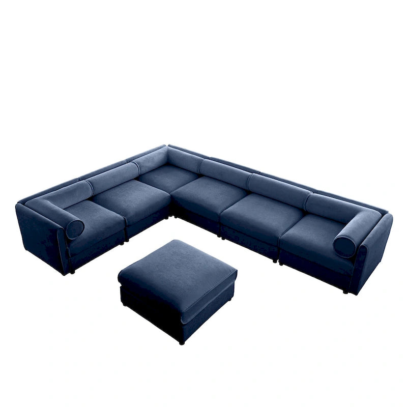 Canapé d'angle modulable 7 places surdimensionné en chenille avec rangement sous l'assise, combinaison DIY