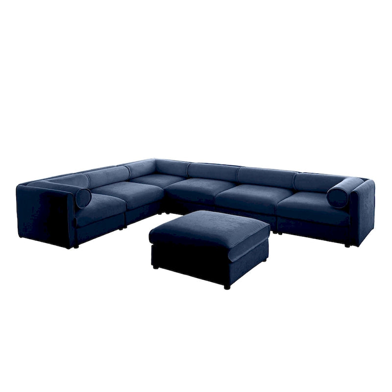 Canapé d'angle modulable 7 places surdimensionné en chenille avec rangement sous l'assise, combinaison DIY