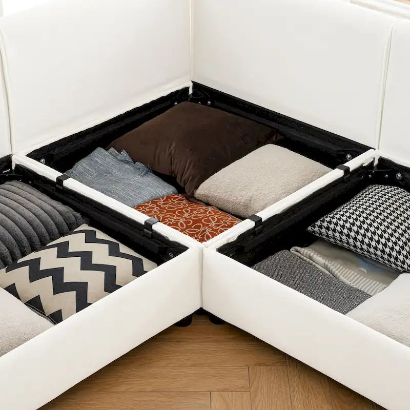 Canapé d'angle modulable 7 places surdimensionné en chenille avec rangement sous l'assise, combinaison DIY