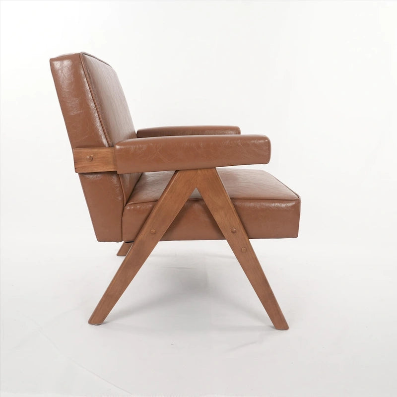 GDFStudio - Fauteuil de détente en bois massif Emery avec coussins et accoudoirs pour salon ou chambre à coucher