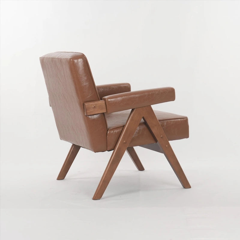 GDFStudio - Fauteuil de détente en bois massif Emery avec coussins et accoudoirs pour salon ou chambre à coucher