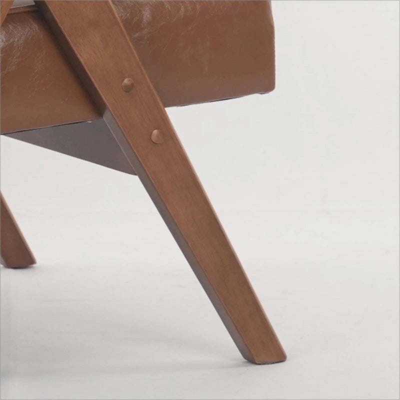 GDFStudio - Fauteuil de détente en bois massif Emery avec coussins et accoudoirs pour salon ou chambre à coucher