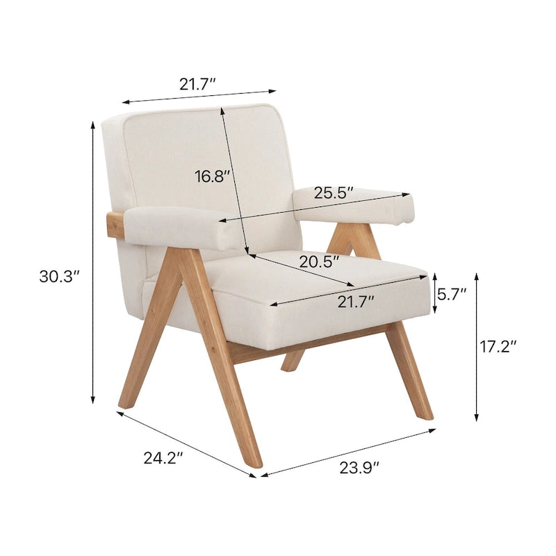 GDFStudio - Fauteuil de détente en bois massif Emery avec coussins et accoudoirs pour salon ou chambre à coucher