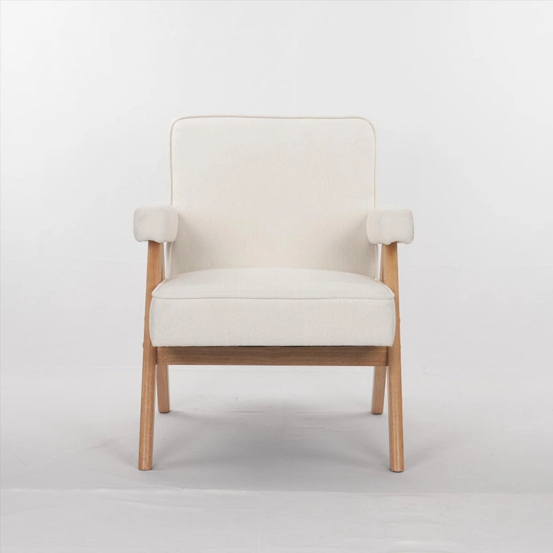 GDFStudio - Fauteuil de détente en bois massif Emery avec coussins et accoudoirs pour salon ou chambre à coucher