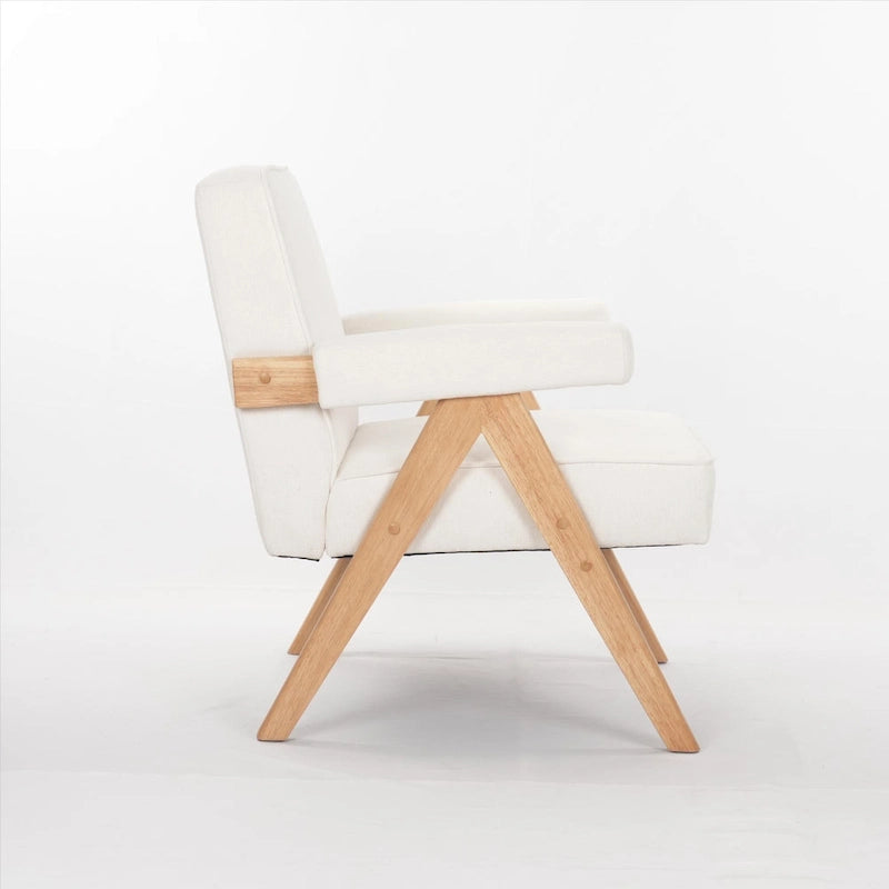 GDFStudio - Fauteuil de détente en bois massif Emery avec coussins et accoudoirs pour salon ou chambre à coucher