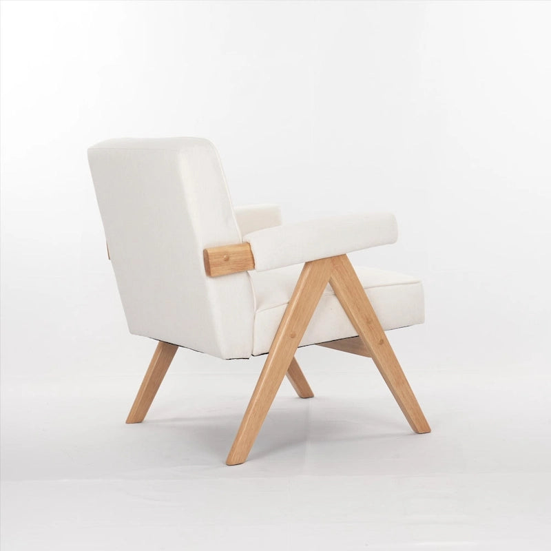 GDFStudio - Fauteuil de détente en bois massif Emery avec coussins et accoudoirs pour salon ou chambre à coucher