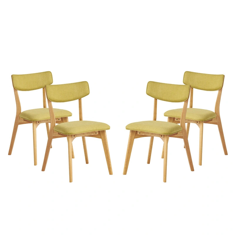 Chaises de salle à manger Chazz Mid-Century Modern en hévéa rembourré (lot de 4) par Christopher Knight Home