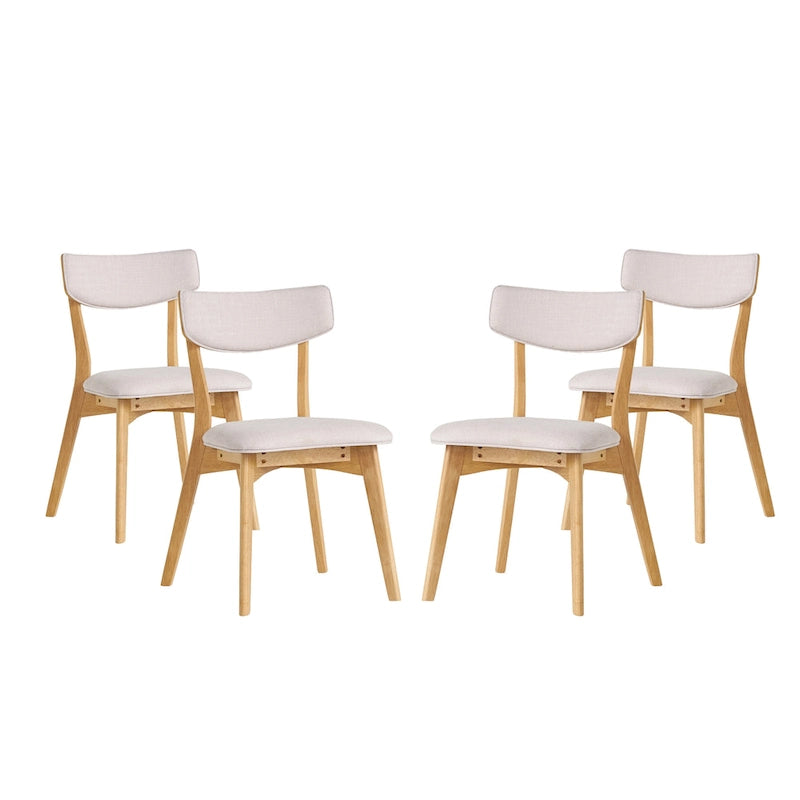 Chaises de salle à manger Chazz Mid-Century Modern en hévéa rembourré (lot de 4) par Christopher Knight Home