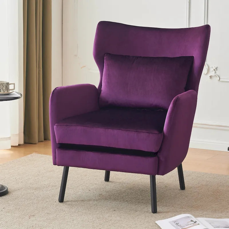 Fauteuil d'appoint en velours de style cabriolet