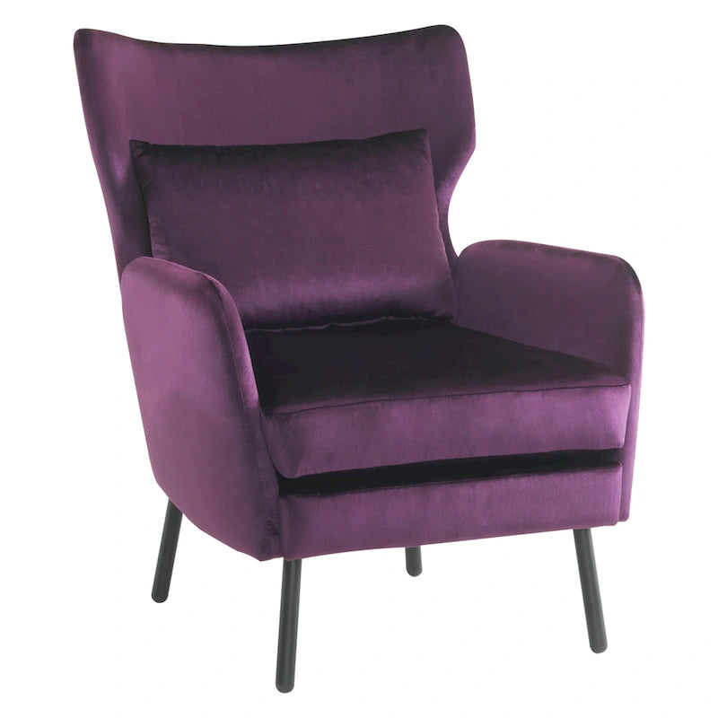 Fauteuil d'appoint en velours de style cabriolet