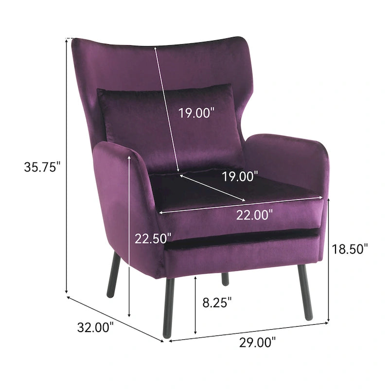 Fauteuil d'appoint en velours de style cabriolet