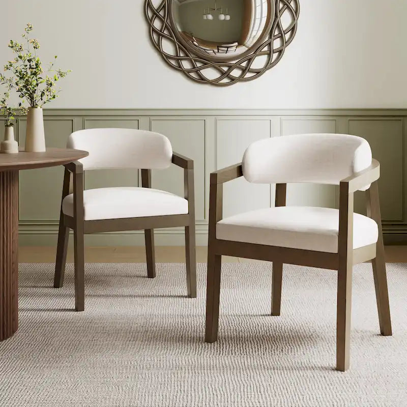 Christopher Knight Home - Lot de 2 fauteuils de salle à manger modernes Carter avec assise rembourrée et cadre en bois massif