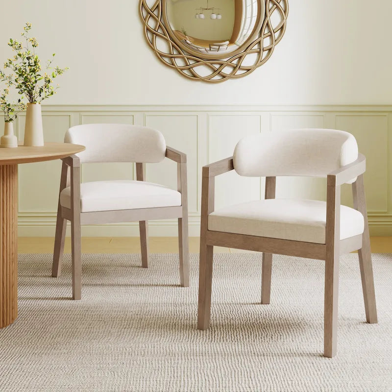 Christopher Knight Home - Lot de 2 fauteuils de salle à manger modernes Carter avec assise rembourrée et cadre en bois massif