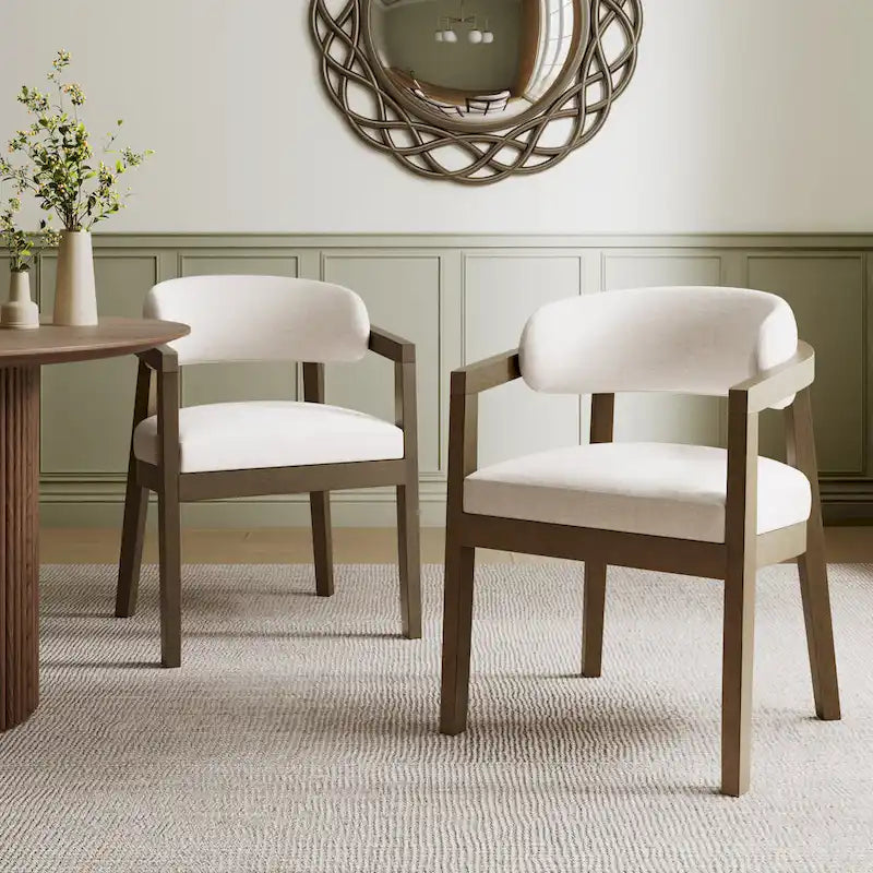 Christopher Knight Home - Lot de 2 fauteuils de salle à manger modernes Carter avec assise rembourrée et cadre en bois massif