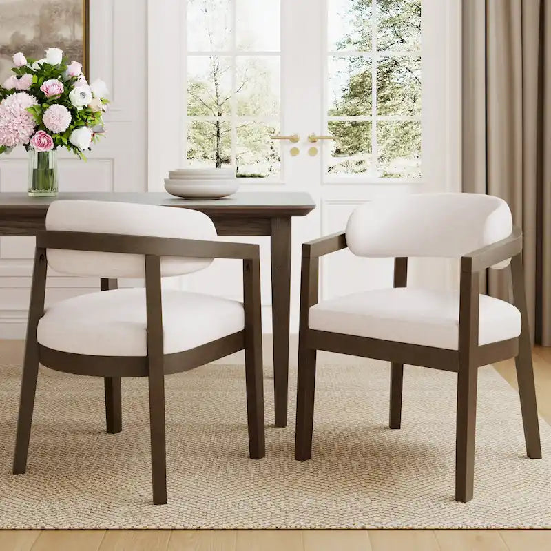 Christopher Knight Home - Lot de 2 fauteuils de salle à manger modernes Carter avec assise rembourrée et cadre en bois massif