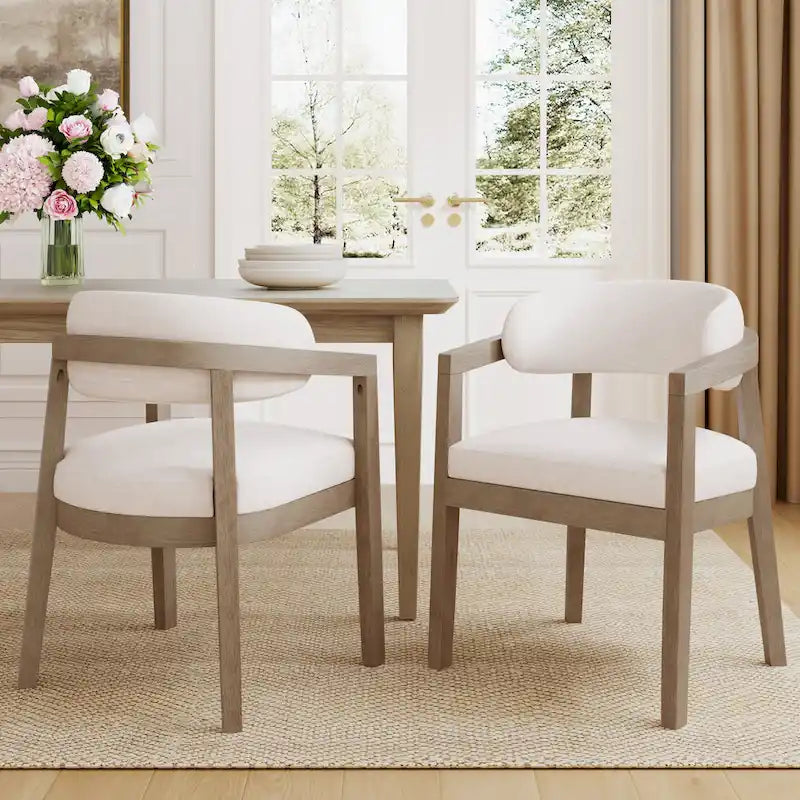 Christopher Knight Home - Lot de 2 fauteuils de salle à manger modernes Carter avec assise rembourrée et cadre en bois massif
