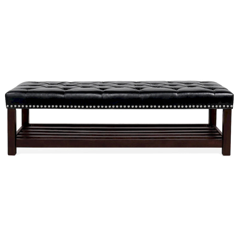 Christopher Knight Home - Banc de bout de lit rembourré Florian touffeté avec garniture cloutée et étagère