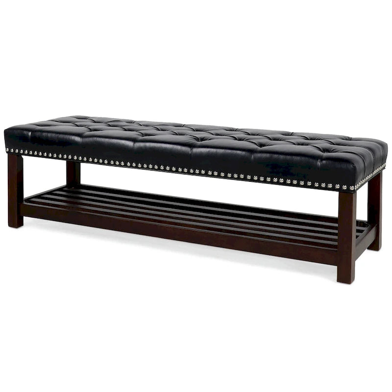 Christopher Knight Home - Banc de bout de lit rembourré Florian touffeté avec garniture cloutée et étagère
