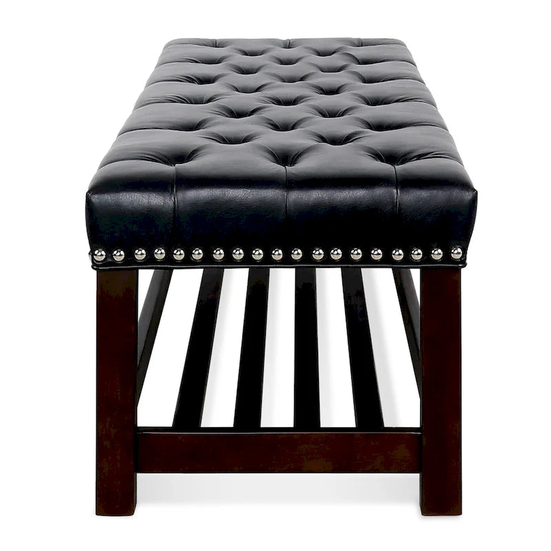 Christopher Knight Home - Banc de bout de lit rembourré Florian touffeté avec garniture cloutée et étagère