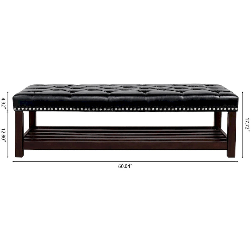 Christopher Knight Home - Banc de bout de lit rembourré Florian touffeté avec garniture cloutée et étagère