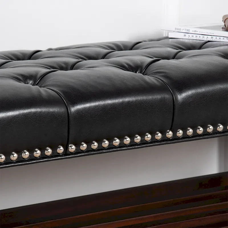 Christopher Knight Home - Banc de bout de lit rembourré Florian touffeté avec garniture cloutée et étagère