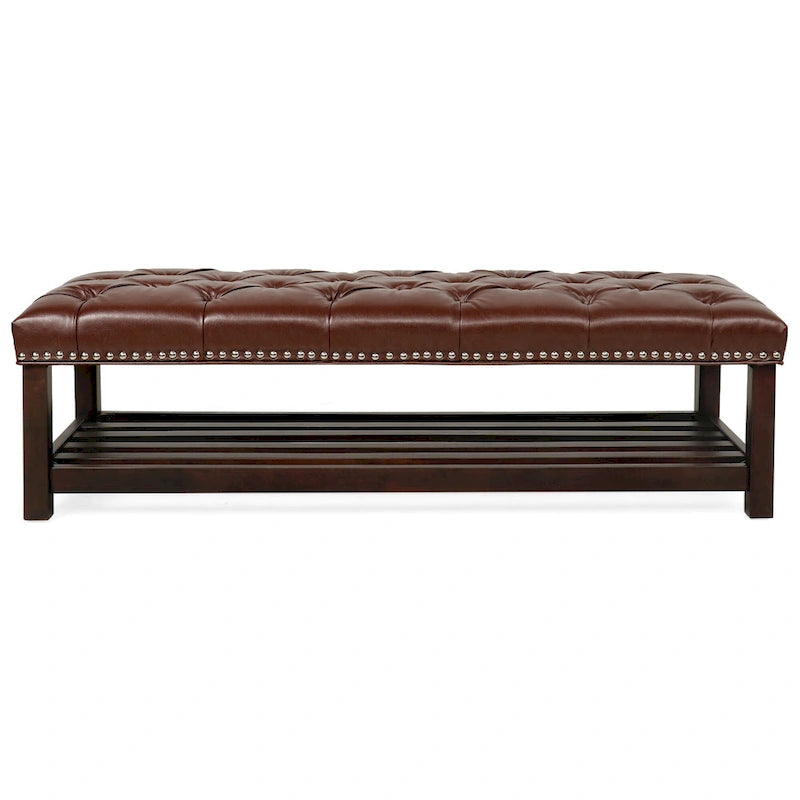 Christopher Knight Home - Banc de bout de lit rembourré Florian touffeté avec garniture cloutée et étagère