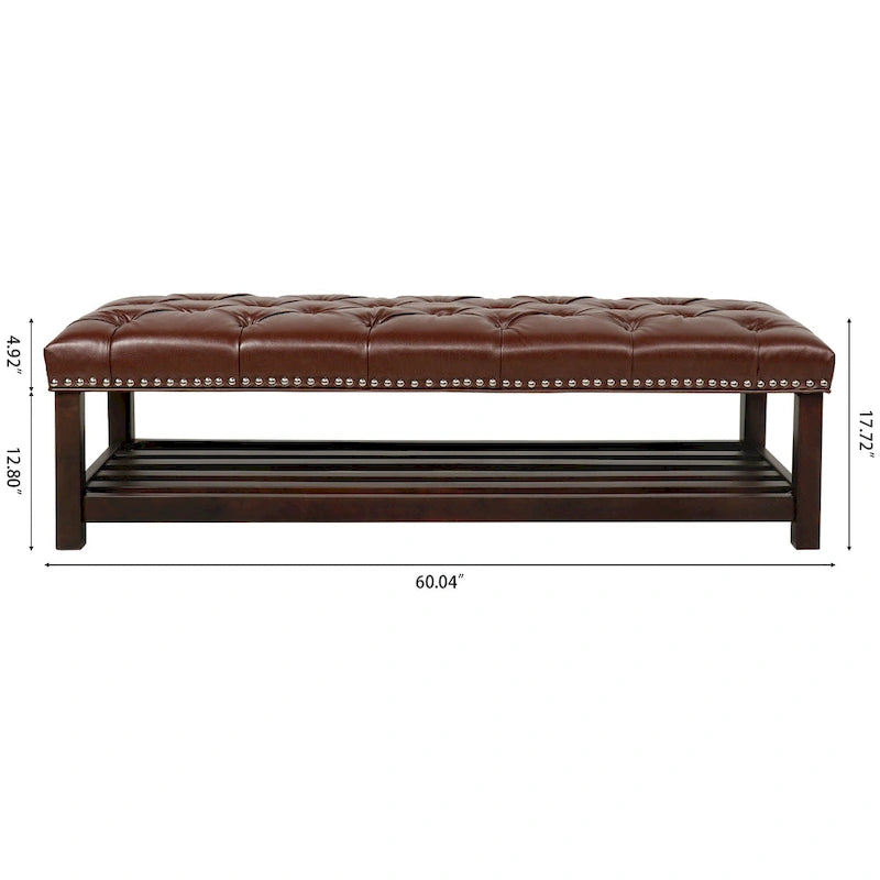 Christopher Knight Home - Banc de bout de lit rembourré Florian touffeté avec garniture cloutée et étagère
