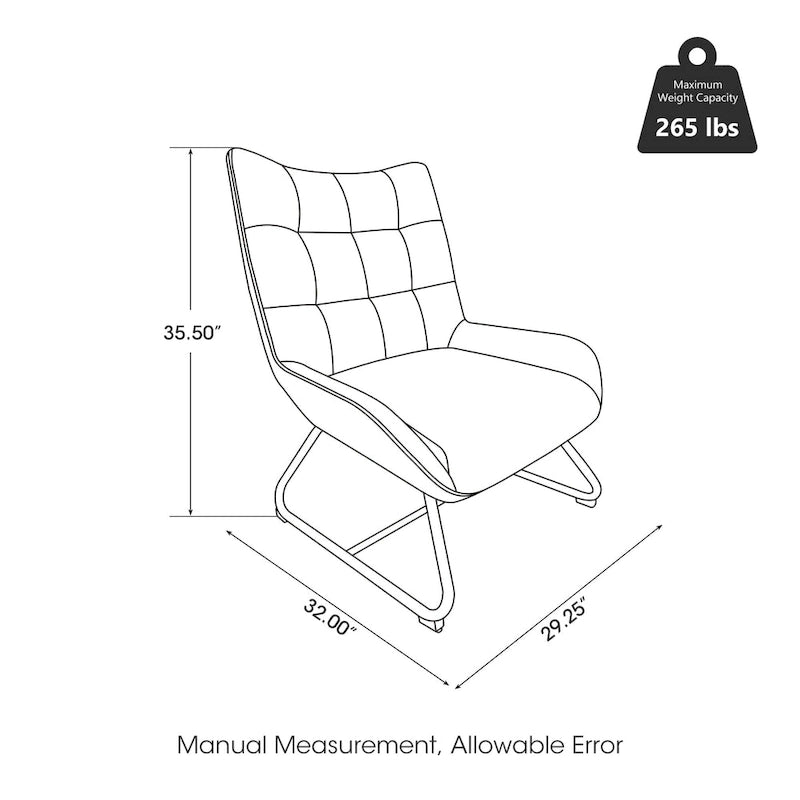 Glitzhome Lot de 2 Fauteuils d'Appoint Ailettes 35.5H en Similicuir avec Pieds en Métal