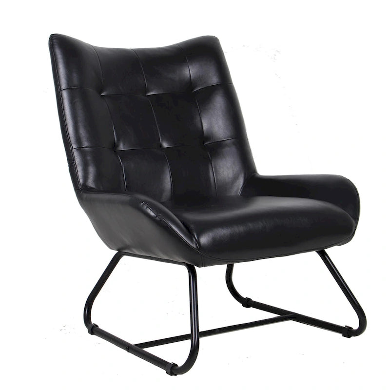 Glitzhome Lot de 2 Fauteuils d'Appoint Ailettes 35.5H en Similicuir avec Pieds en Métal