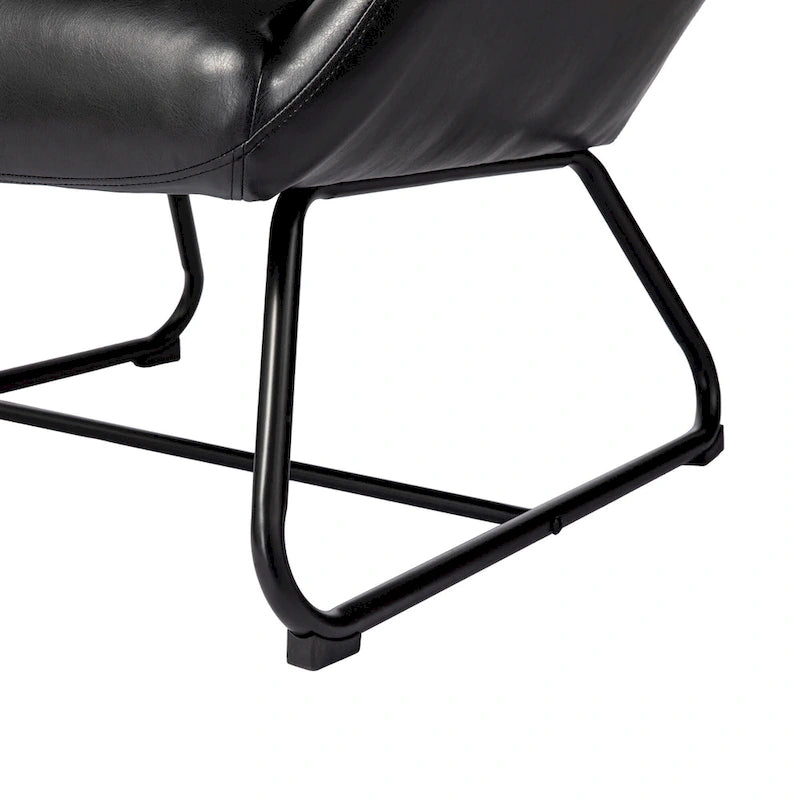 Glitzhome Lot de 2 Fauteuils d'Appoint Ailettes 35.5H en Similicuir avec Pieds en Métal