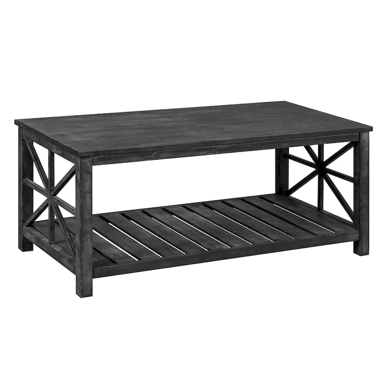GDFStudio - Table Basse Nathaniel en Bois Rustique avec Rangement Spacieux - 47.24 L x 23.62 P x 19.68 H