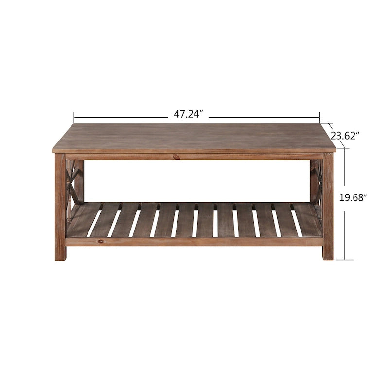 GDFStudio - Table Basse Nathaniel en Bois Rustique avec Rangement Spacieux - 47.24 L x 23.62 P x 19.68 H