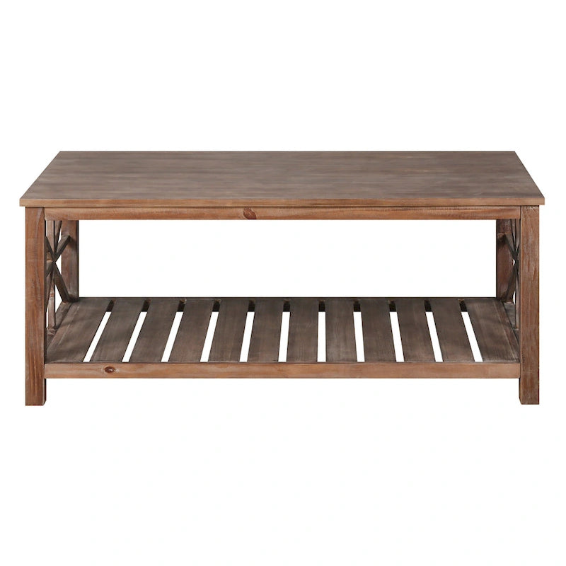 GDFStudio - Table Basse Nathaniel en Bois Rustique avec Rangement Spacieux - 47.24 L x 23.62 P x 19.68 H