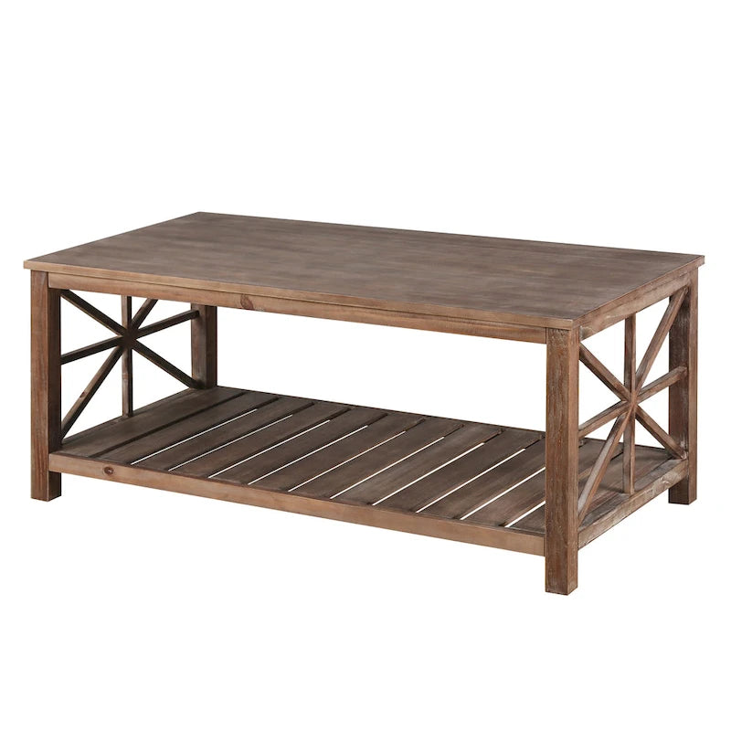 GDFStudio - Table Basse Nathaniel en Bois Rustique avec Rangement Spacieux - 47.24 L x 23.62 P x 19.68 H