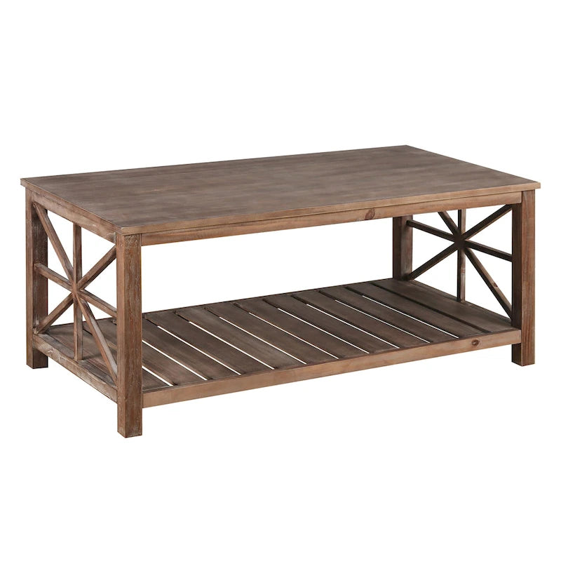 GDFStudio - Table Basse Nathaniel en Bois Rustique avec Rangement Spacieux - 47.24 L x 23.62 P x 19.68 H